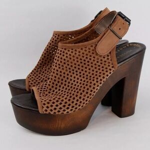 Chunky Wooden Platform Heels Anthropologie boho leather mesh
MUSSE & CLOUD